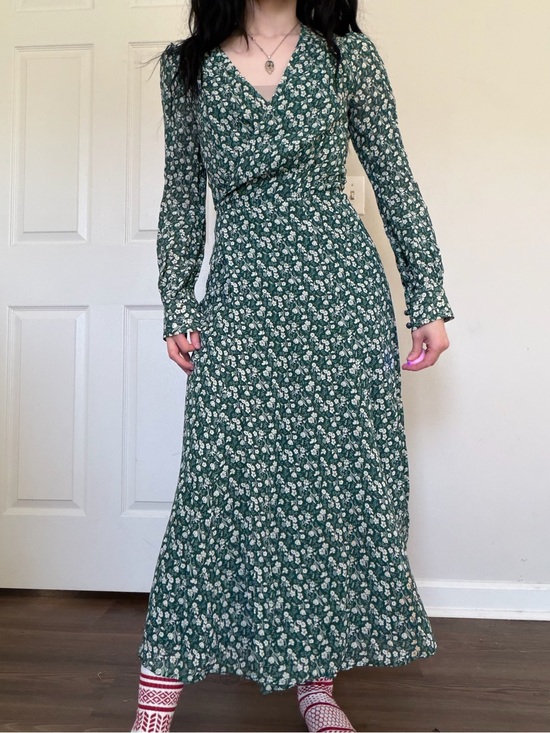 Reformation Dresses & Skirts - Reformation Green Floral Wrap-Style Maxi Dress Small